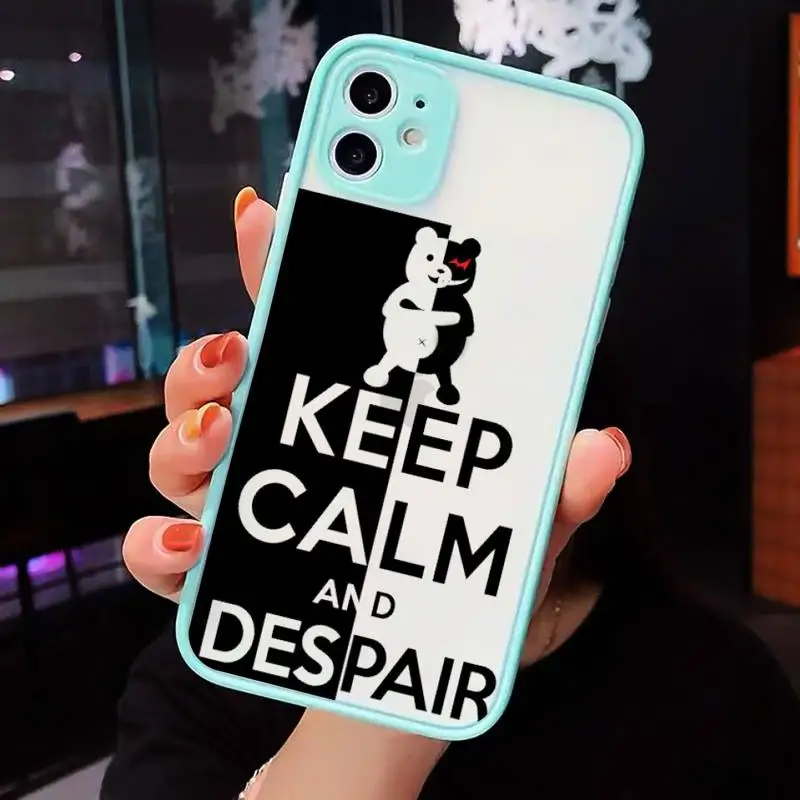 

Danganronpa Phone Case For iPhone 12 11 Mini Pro XR XS Max 7 8 Plus X Matte transparent blue Cover