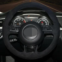 diy black suede leather%c2%a0car steering wheel cover for audi a1 8x a3 8v sportback a4 b8 avant a5 8t a6 c7 a7 g8 a8 d4 q3 8u q5 8r