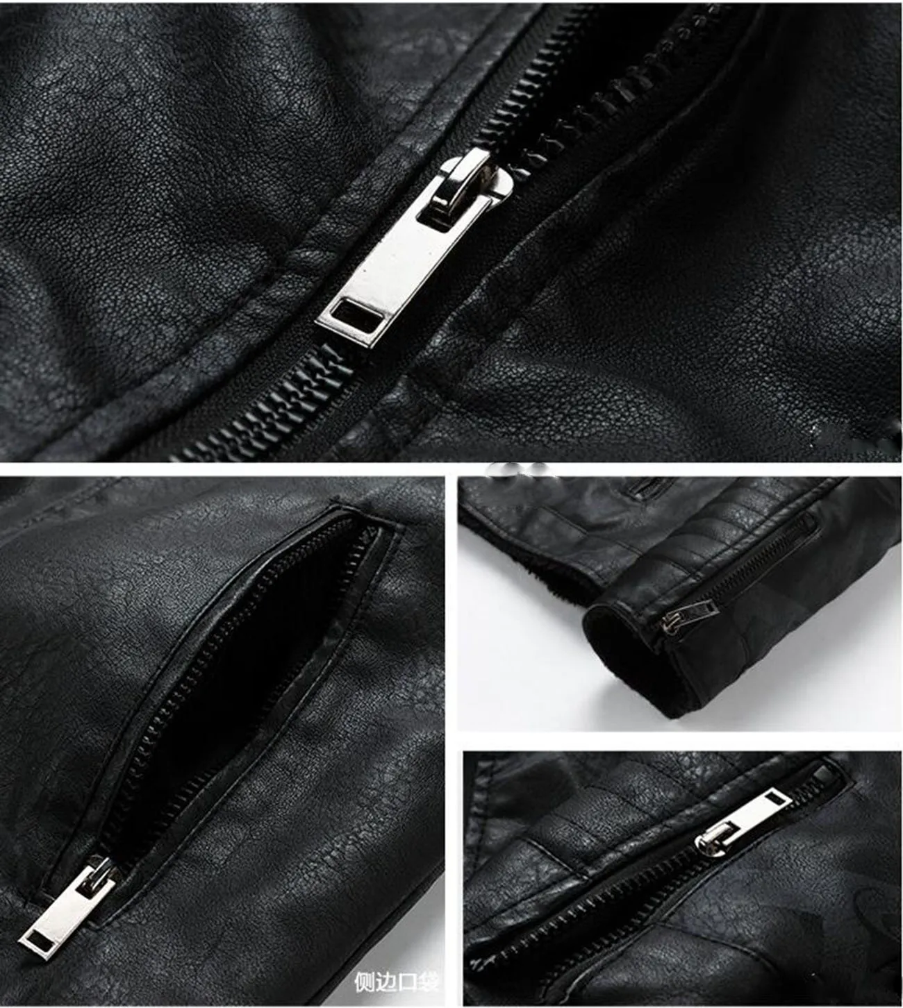 

Newest Men's motorcycle Jacket Winter Outdoor plus velvet PU fur leather Fur collar Lapel cool Locomotive Zipper Coat