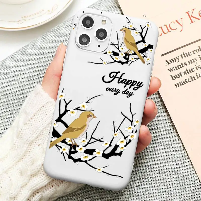 Фото Beautiful cherry blossoms birds Phone Case For iphone 12 11 Pro Max Mini XS 8 7 6 6S Plus X SE2020 XR Candy white Silicone cover Мобильные Beautiful cherry blossoms birds Phone Case For iphone 12 11 Pro Max Mini XS 8 7 6 6S Plus X SE2020 XR Candy white Silicone cover Мобильные