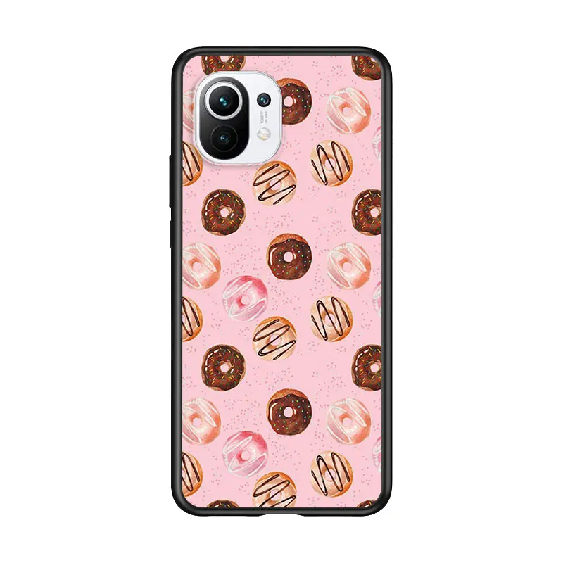 

Cake Donut Sweet for Xiaomi Mi 11 10T Note 10 Ultra 5G 9 9T SE 8 A3 A2 A1 6X Pro Play F1 Lite 5G Black Phone Case