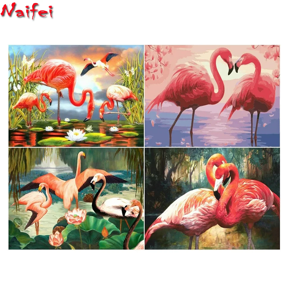 

5d Diamond Painting Birds Seaside Flamingo Needlework Art Diamond Embroidery Animal Mosaic Full Square Drill Home Decoration