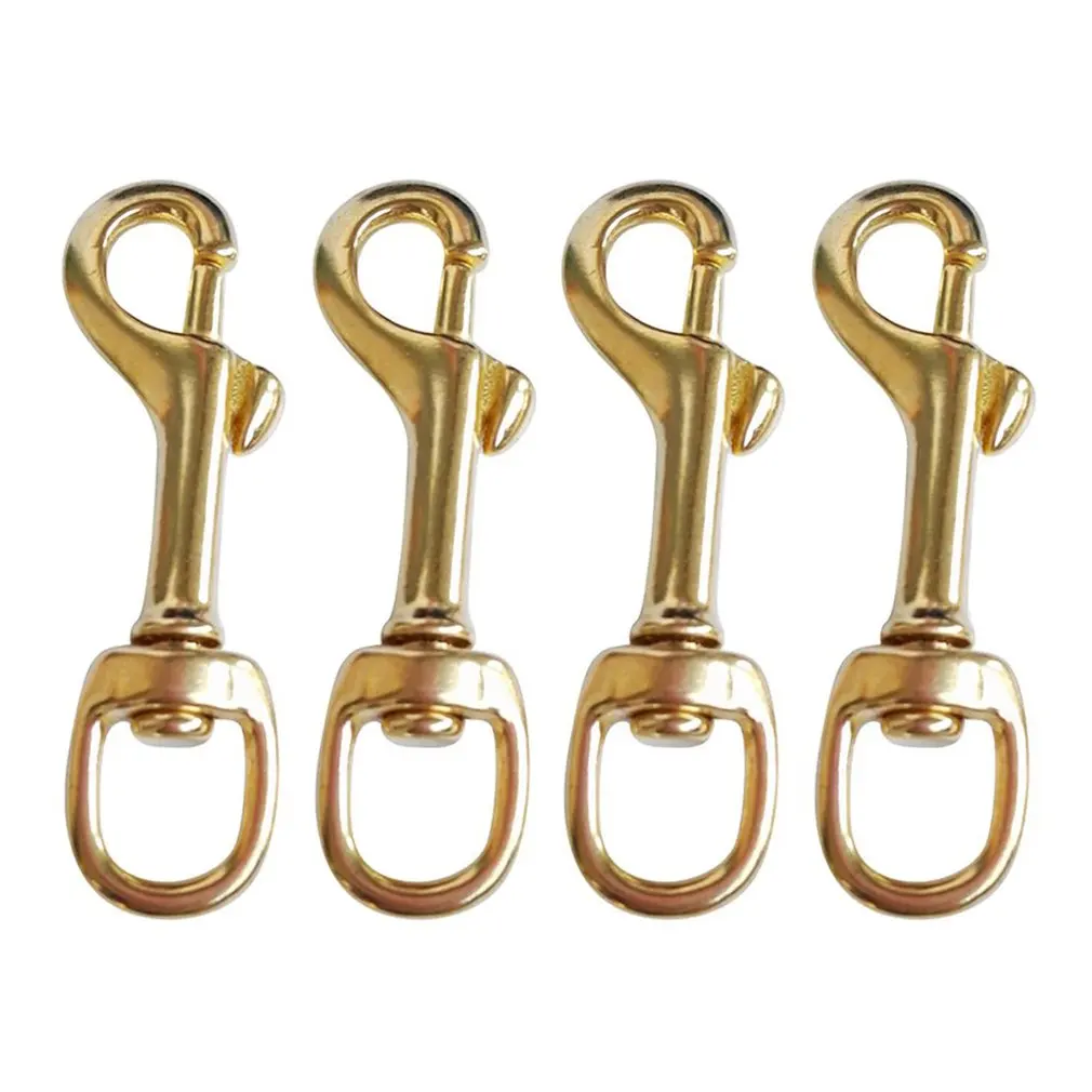 

Pure Copper Diving Rope Hook Large Rotating Eyelet Single End Spring Hole Corrosion Resistant High Strength Durable 4 Pcs