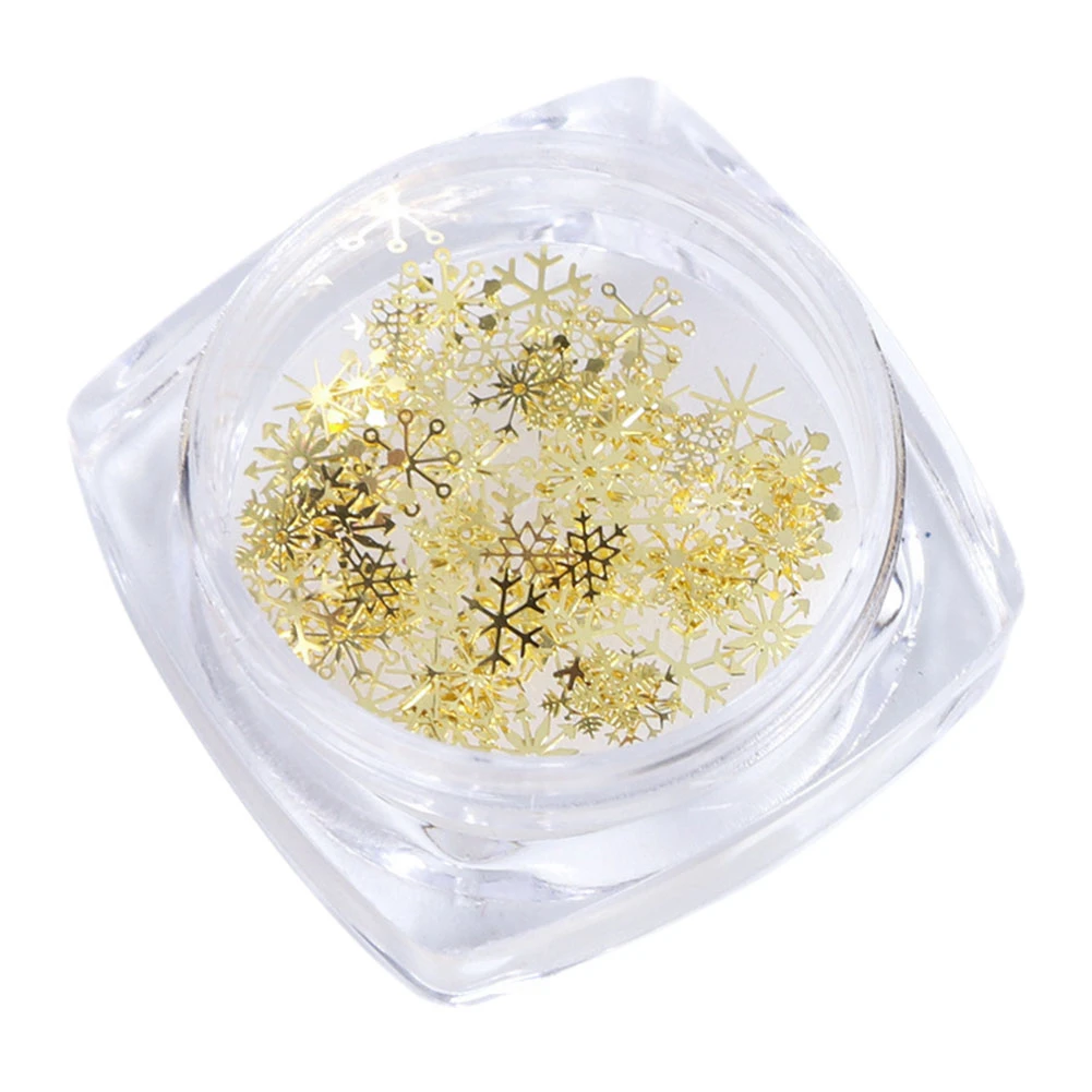 

1Pcs Nail Glitter Christmas Gold Snowflakes Nail Art Sequins Powder Dust Flakes 3D Charm Decoration UV Gel Polish Tips