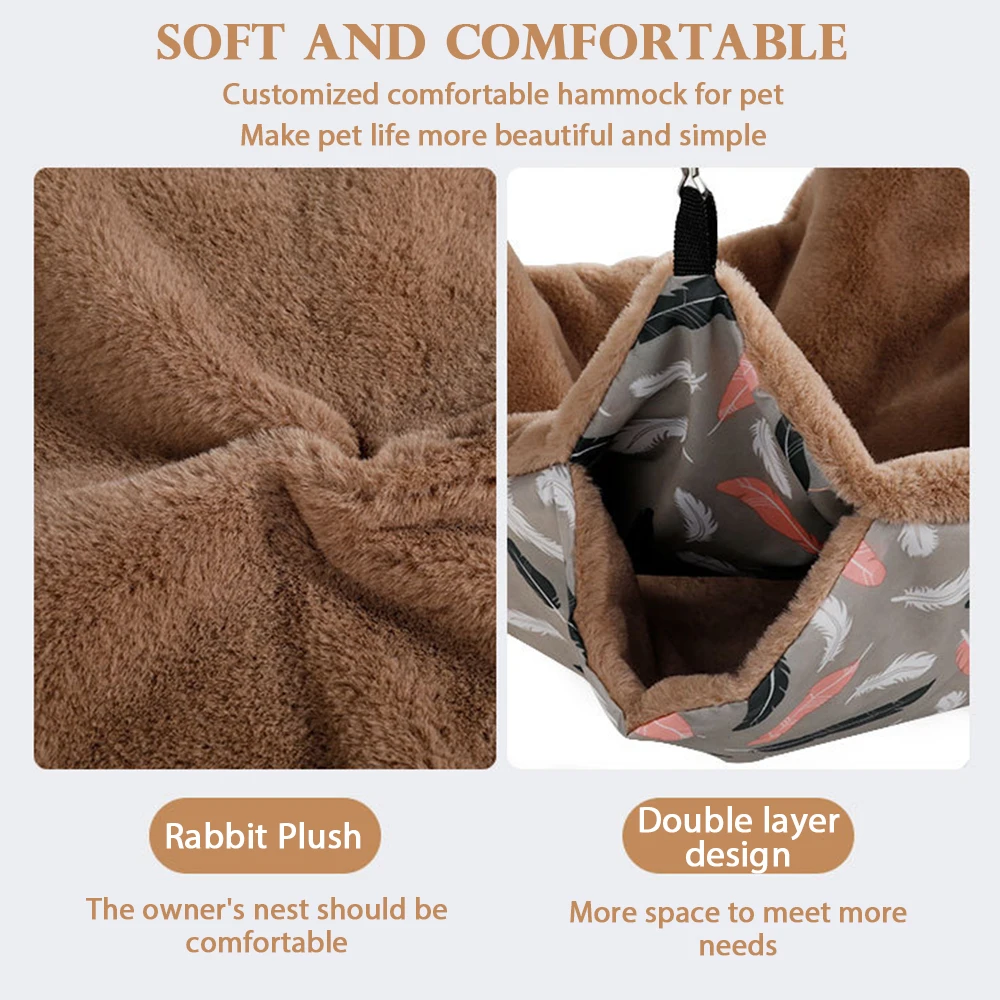 

Warm Hamster Hammock Hanging Bed House Winter Small Animal Squirrel Guinea Pig Double-layer Plush Cotton Nest Pet Supplies