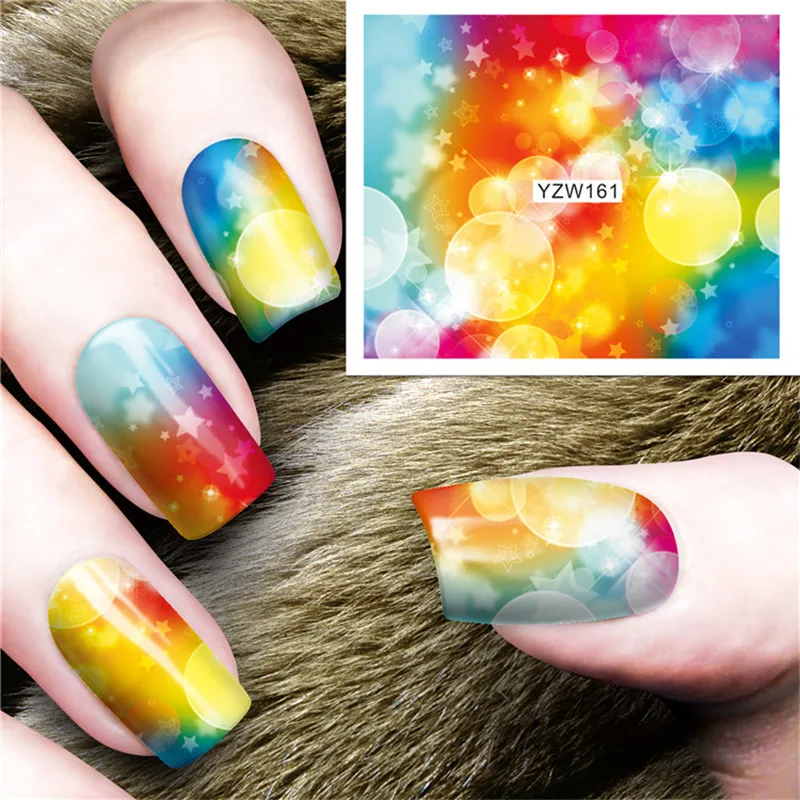 1 шт красочные стикеры 3D на ногти Nail Art слайдеры цветы лист мультфильм геометрические наклейки для ногтей Фольга Дизайн Маникюр Красота Декор