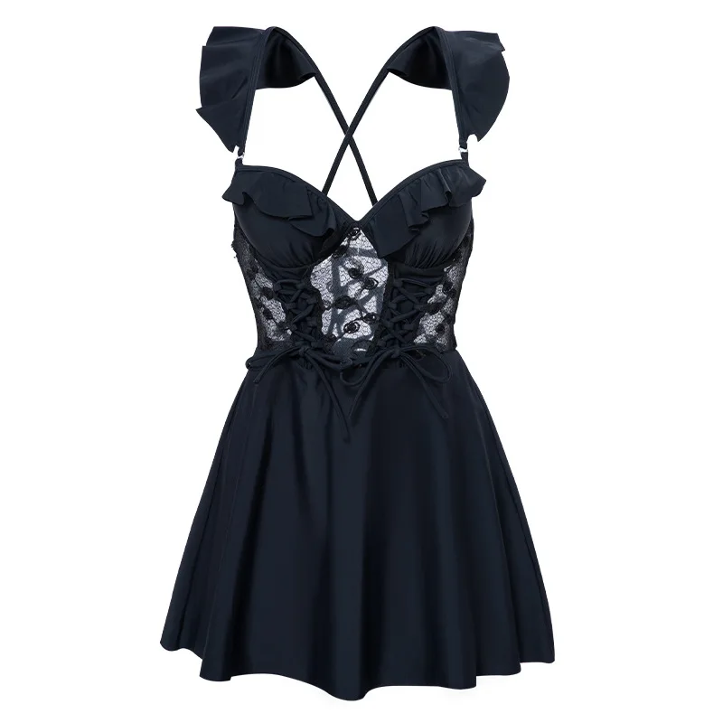 

Women Swimwear 2021 Swimsuit With Push Female One Piece Beachwear Swim Suit Summer Condole Hollow Out Backless Lace Hot Print