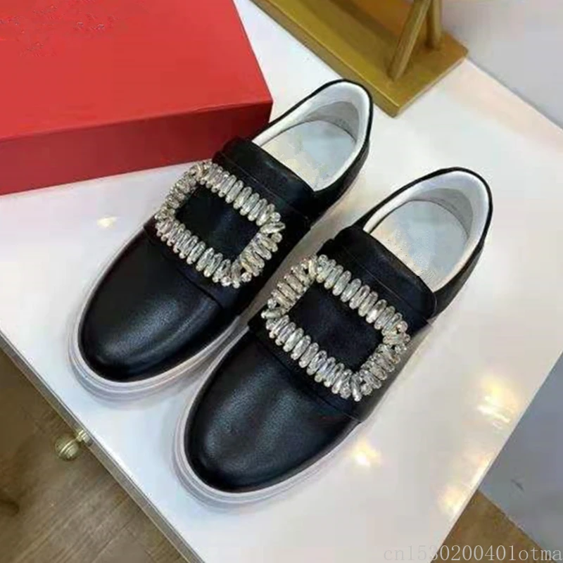 

Classical Women Causual Shoes Luxury Brand Crystal Slip On Women Sneakers Genuine Leather Flats Trainers Sneakers Laofers Shoes