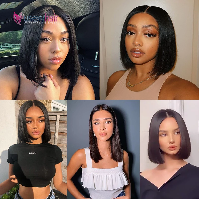 

Short Bob Wigs Brazilian Straight Human Hair Wigs 4x4 Lace Closure Wig For Black Women Lace Wig Pre Plucked With Baby Hair