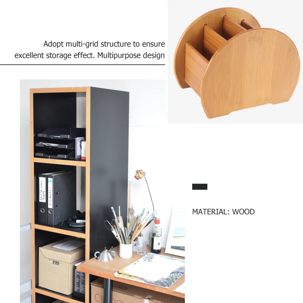 

1pc Wooden Sundries Rack Semicircular Office Home Storage Box Sundries Container