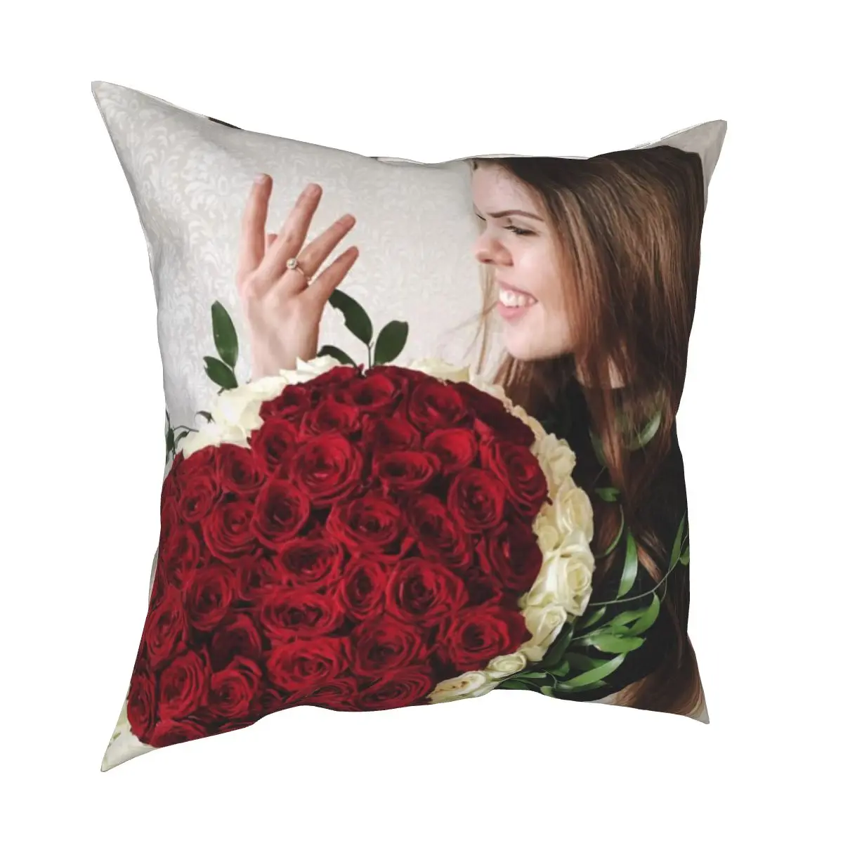 

Red rose decoration cushion cover simple style 3D printing pillow cushion cover 45cm linen pillow cover culture