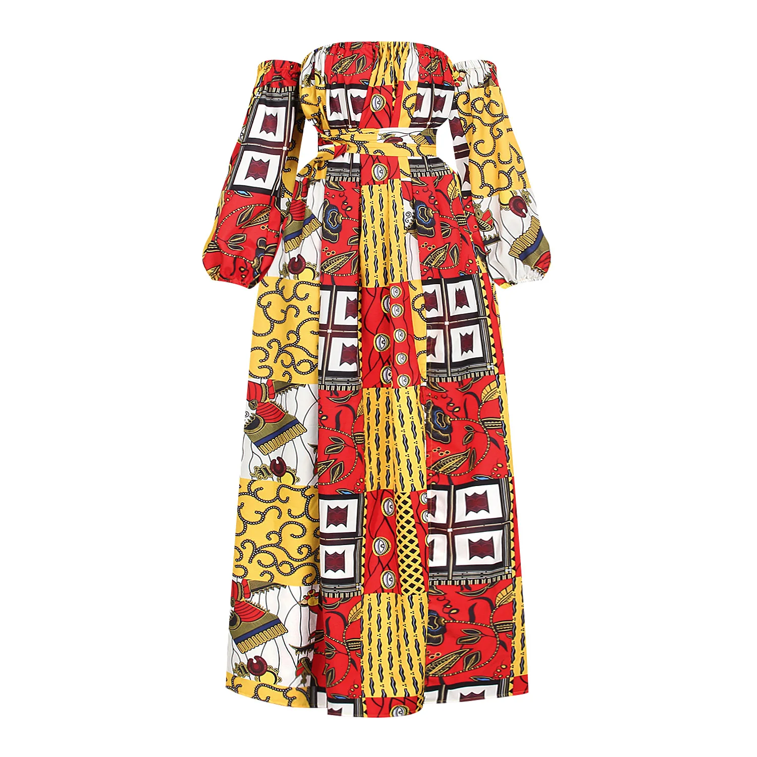 

2020 summer sexy african women printing polyester plus size long dress