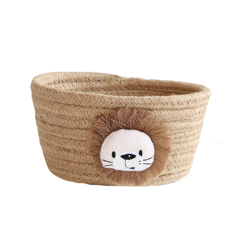 

16*9CM Cartoon Animals Cotton Rope Storage Basket Handmade Weaving Kids Toys Books Magazine Sundries Desktop Organizer