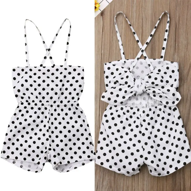 2019 новая одежда для малышей Одежда девочек летнее комбидресс в горошек Детские