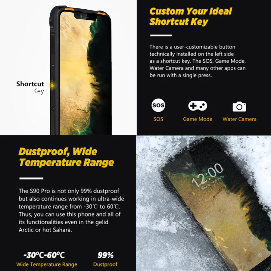 DOOGEE S90 модульный прочный 6 18 ''Дисплей IP68 12V/2A 5050 мА/ч Helio P70 Octa Core ГБ 128 16MP + 8MP Android 9