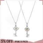 Ожерелье женское двухцветное из серебра 925 пробы с ключом и цветком