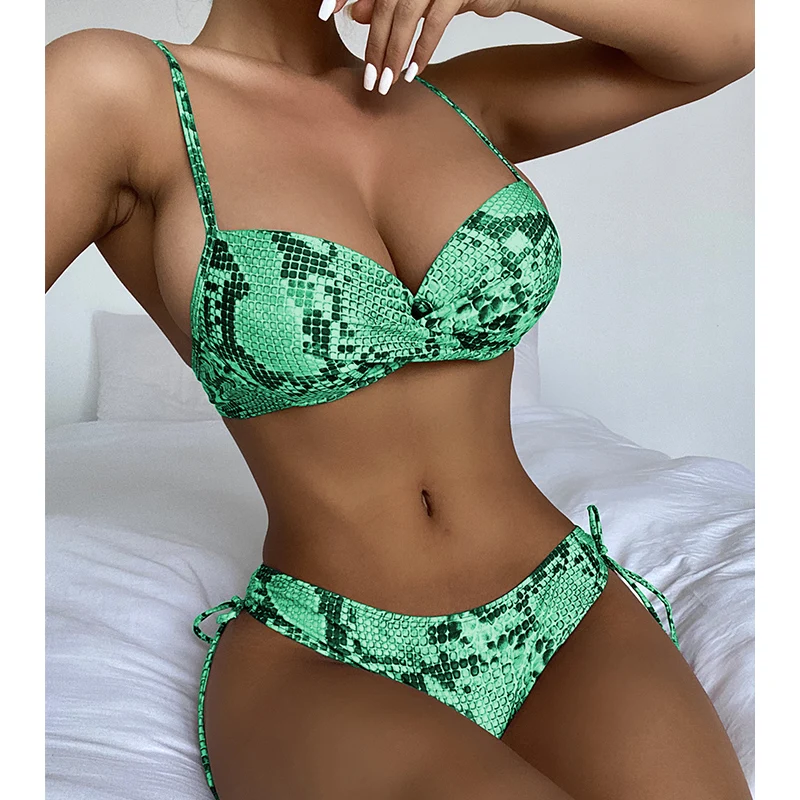 Сексуальное бикини из змеиной кожи 2021 женский купальник с животным принтом