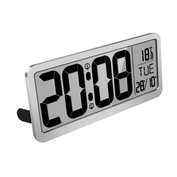 14 Inches Large Electronic Wall Clock 12/24H 2 Alarms Temp Date Music Table Clock Wall-mounted Digital LED Clocks