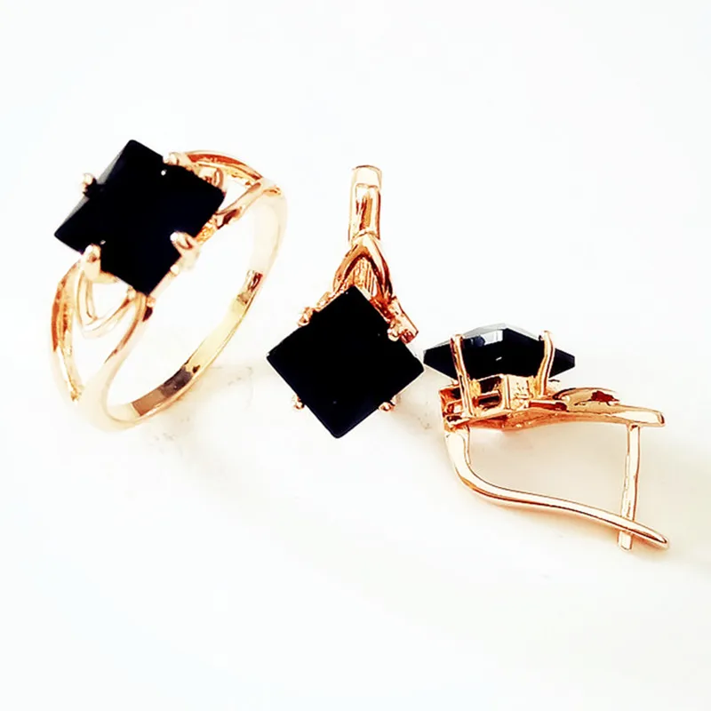 Женский комплект свадебных украшений обручальное кольцо и серьги цвета розового