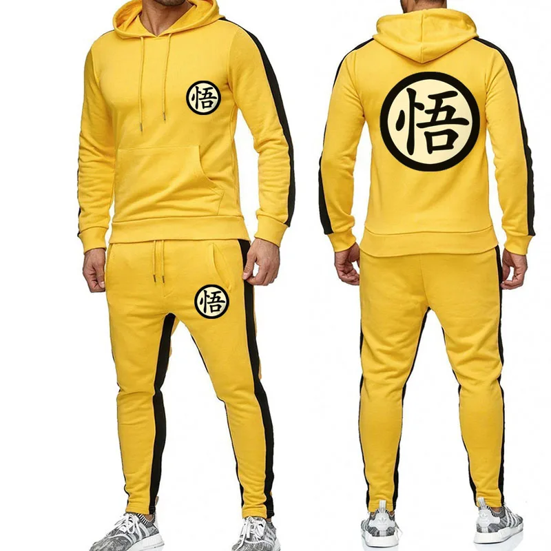 Anime Large size tracksuit men set letter sportswear sweatsuit male sweat track suit jacket hoodie with pants images - 6