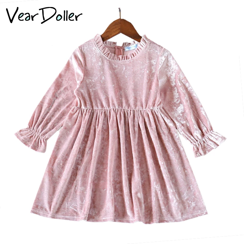 

VearDoller; модное плиссированное платье для девочек; однотонные Детские платья с длинными рукавами для девочек; верхняя одежда; детская одежда; ...