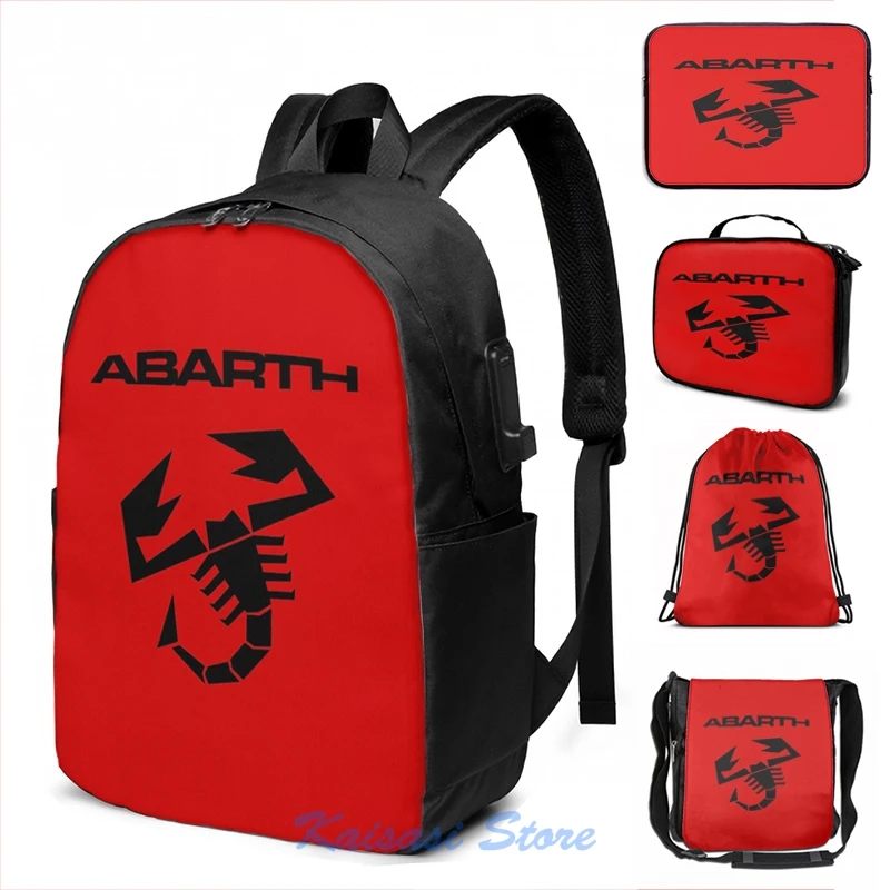 Забавный графический принт Скорпион Abarth черный USB заряд рюкзак школьные сумки