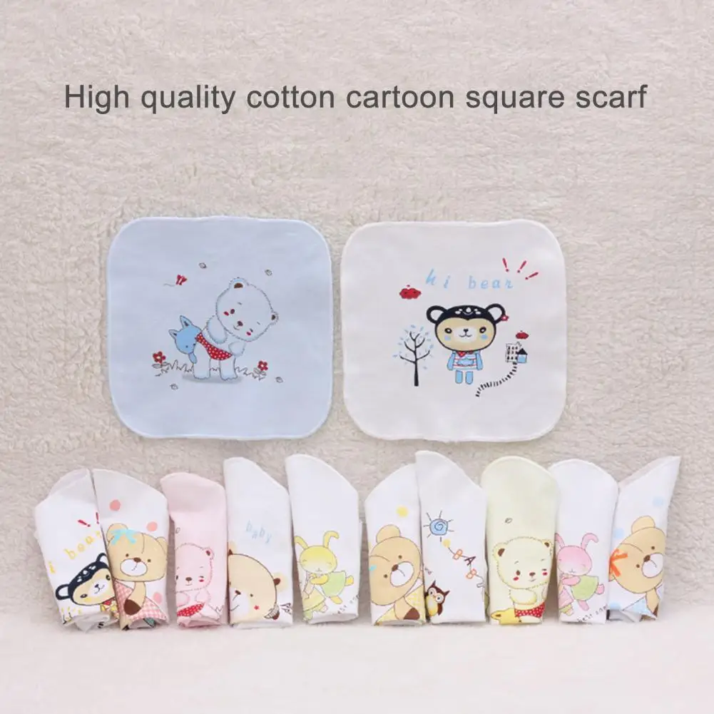 

Lovely Baby Hand Towel Cartoon Pattern Water Absorption Multi-purpose Infant Square Saliva Towel Durable Baby Handkerchief