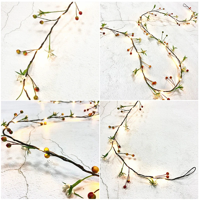 

LED Copper Wire Fruit Rattan Light String Room Decoration 2M 20LED Lighting Strings Fairy Lamp Night Light Festival Decoration