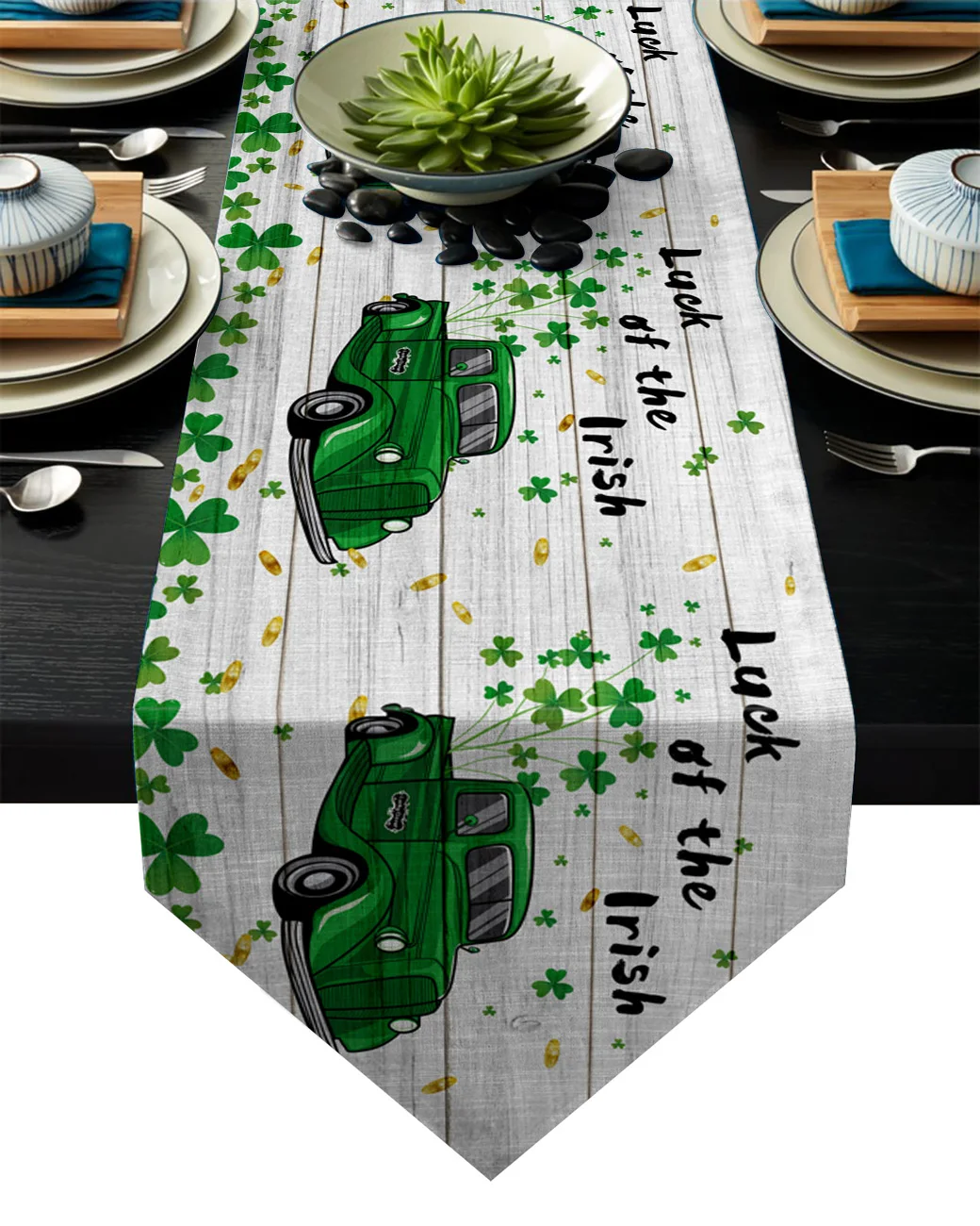 Ирландский Зеленый грузовик переноска Shamrock удачи Настольная дорожка s Таблица