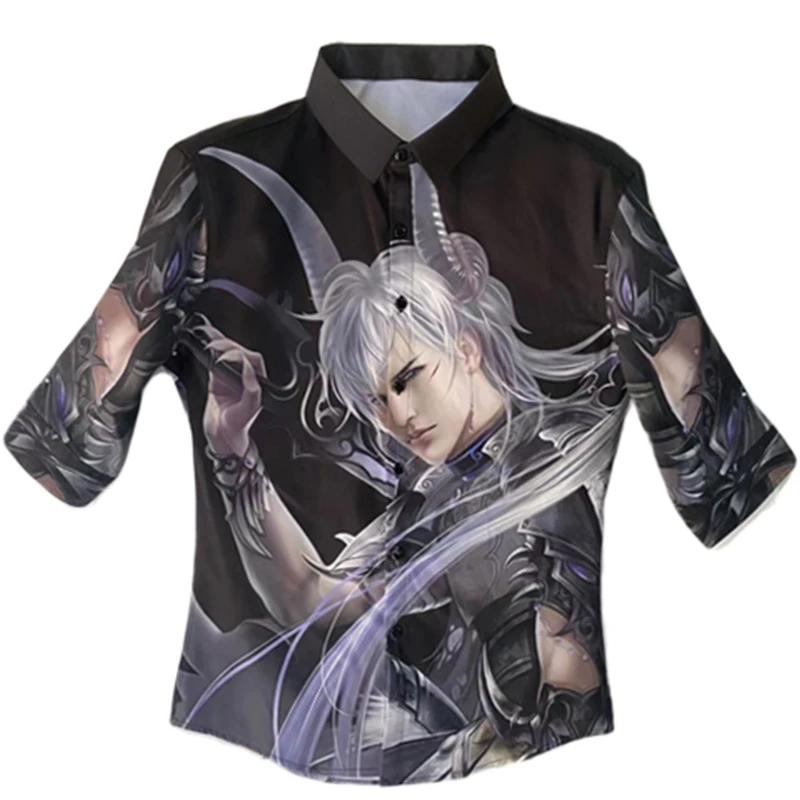 

Loldeal British Style Men Shirts Stylish Cartoon Prints Slim Fit Chemise Homme