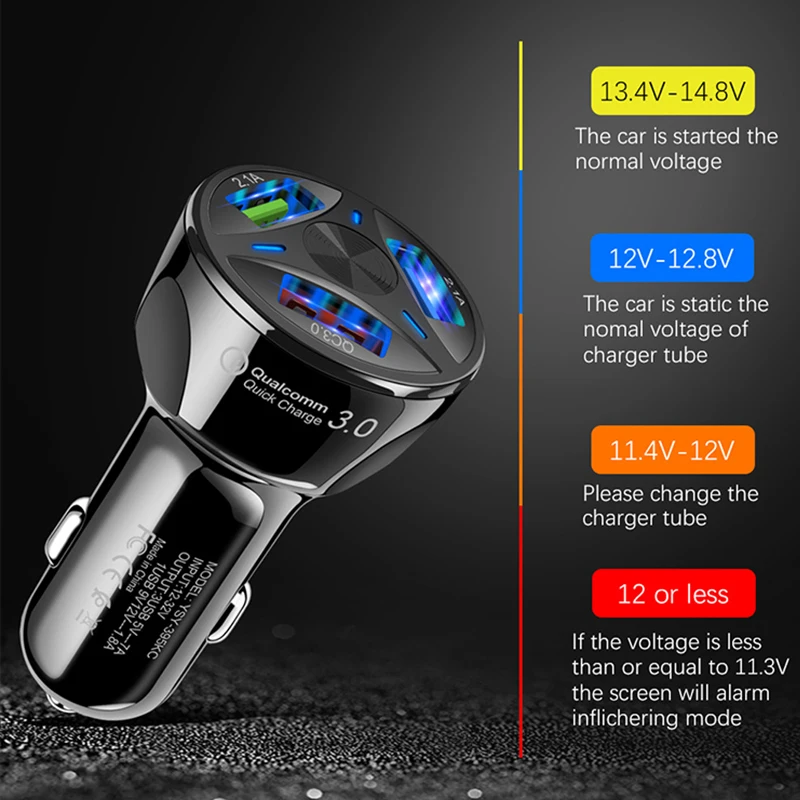 Автомобильное зарядное устройство QC3.0 2 0 с 3 USB-портами для быстрой зарядки iPhone XS X