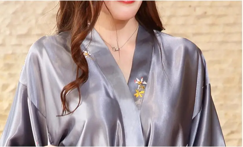 Сексуальное черное модное женское кимоно летнее дамское банное платье из