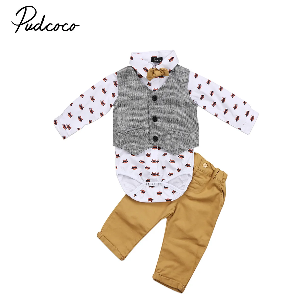 

3Pcs Gentleman set Toddler Baby Boys Formal Suit Waistcoat Pants Tuxedo Casual Outfits Set 0-24M