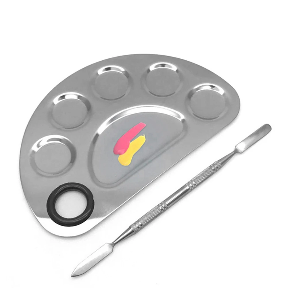 Палитра для макияжа из нержавеющей стали с 6 отверстиями нейл-арта пластина