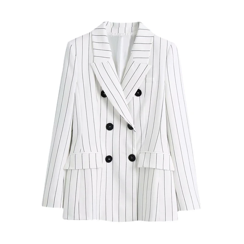 

DOUJILI 2021 Spring Autumn Suit White Double-breasted Coat Long Sleeve Women Blazer Fashion Office Ladies Coat Jacket