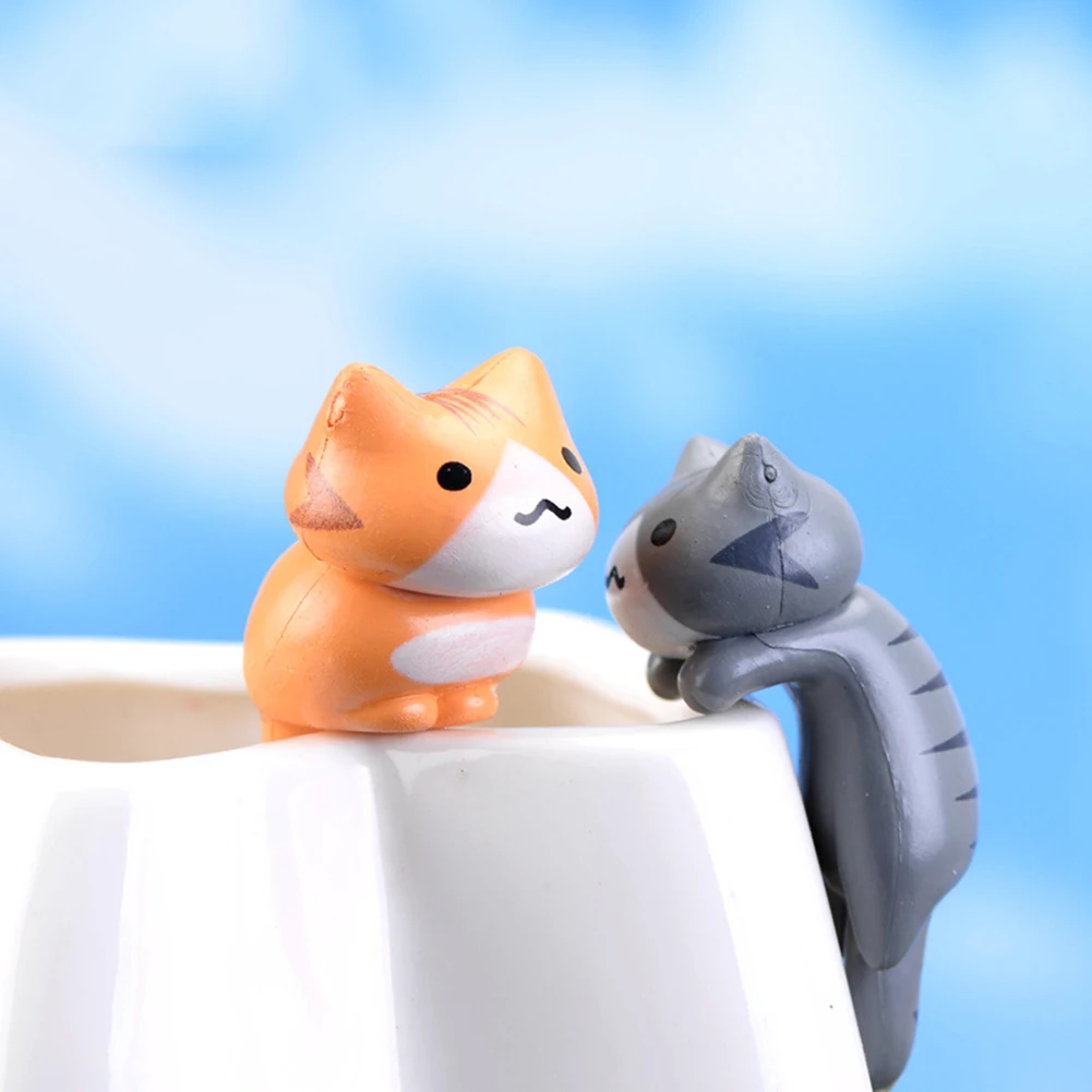 6 шт. Мультяшные кошки фигурки животных DIY миниатюрный пейзаж автомобиль