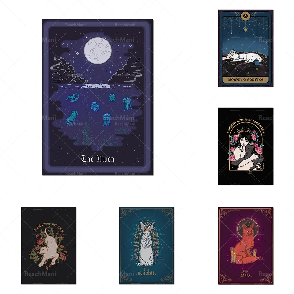 

Gothic fox print | blue butterfly print | rabbit | cat print | Thanksgiving decoration | animal sanctuary vegan art print | moon