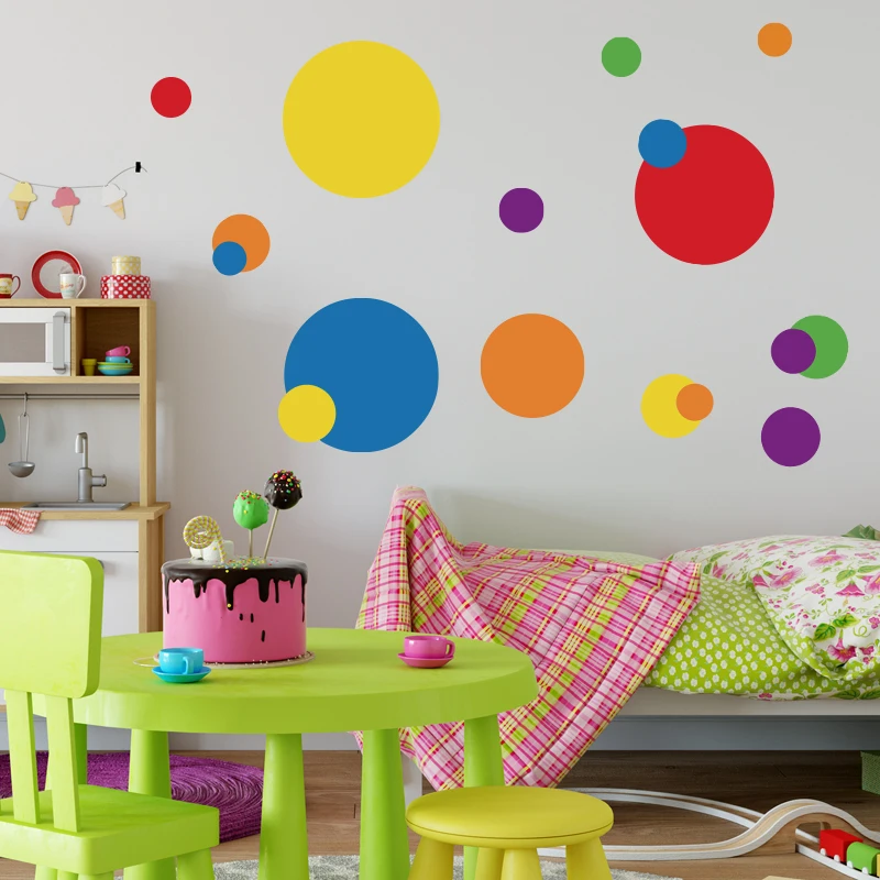Современные настенные наклейки сделай сам с цветными кругами и точками красные