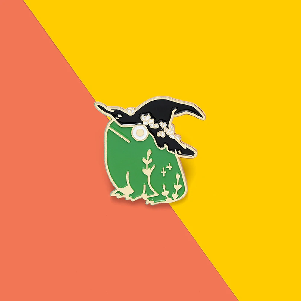 

Creative Cartoon Frog Witch Hat Brooch Pin Women Men Fashion Chic Clothes Decor Collar Pin Badge Enamel Pin Gifts
