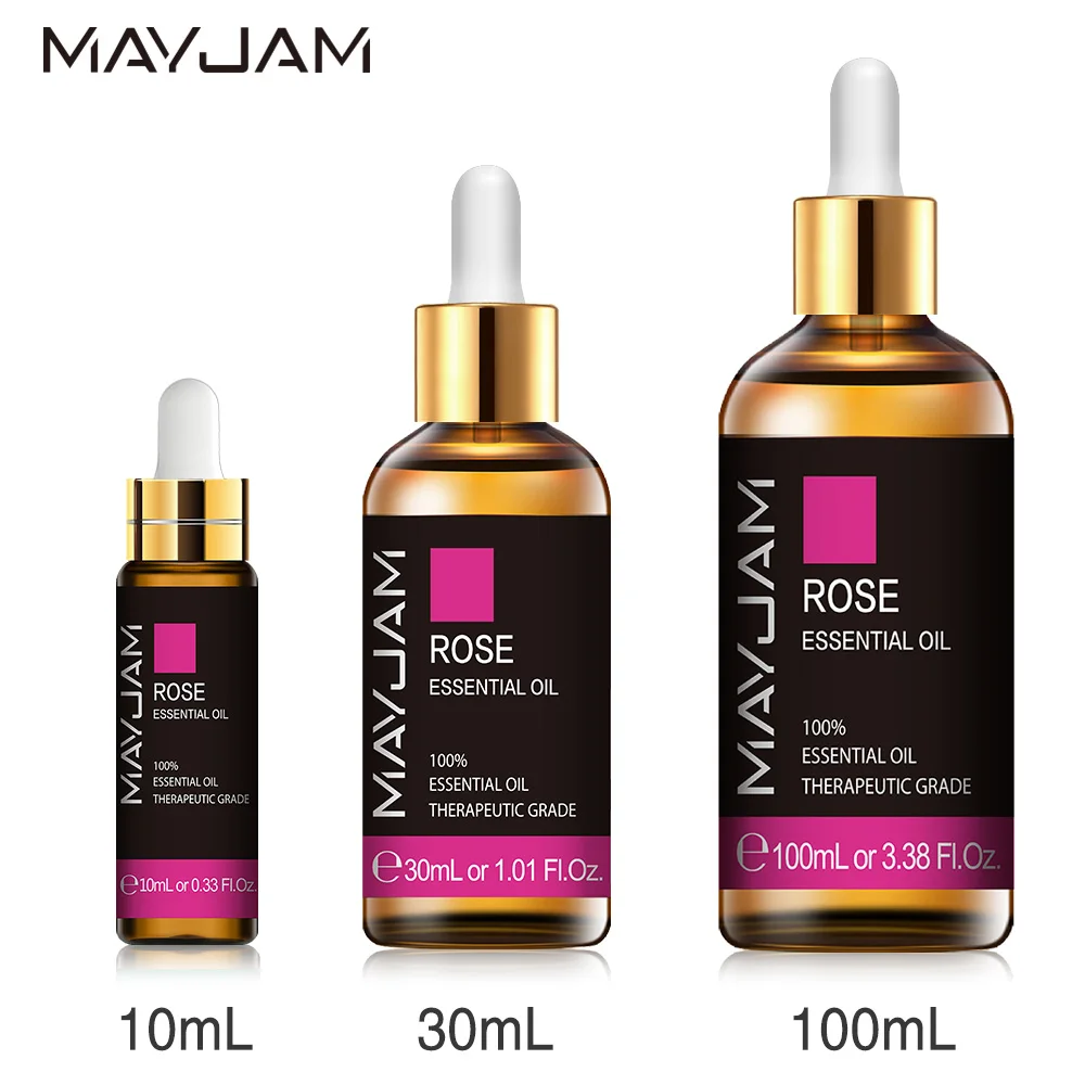 

10ml 30ml 100ml with Dropper Rose Essential Oil Natural Plant Essential Oils for Diffuser Skin Care Massage Bath DIY Aroma Oil