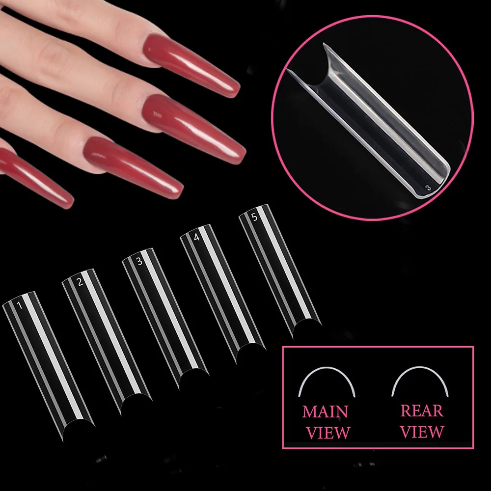 

Extra Long Fake Nail Tips XXL C Curve Clear False Nails