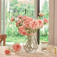 8pcs artificial flowers silk roses flowers bouquet for wedding bridal party home room garden crafts diy decoration