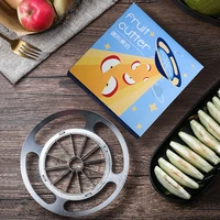 creative round fruit cutter stainless steel apple slicer 812 grid fruit divider free silicone fruit plate mat cleaning brush