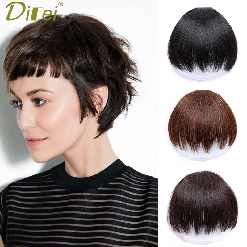 Женская микро прямая Высокотемпературная синтетическая челка DIFEI удлиняющая