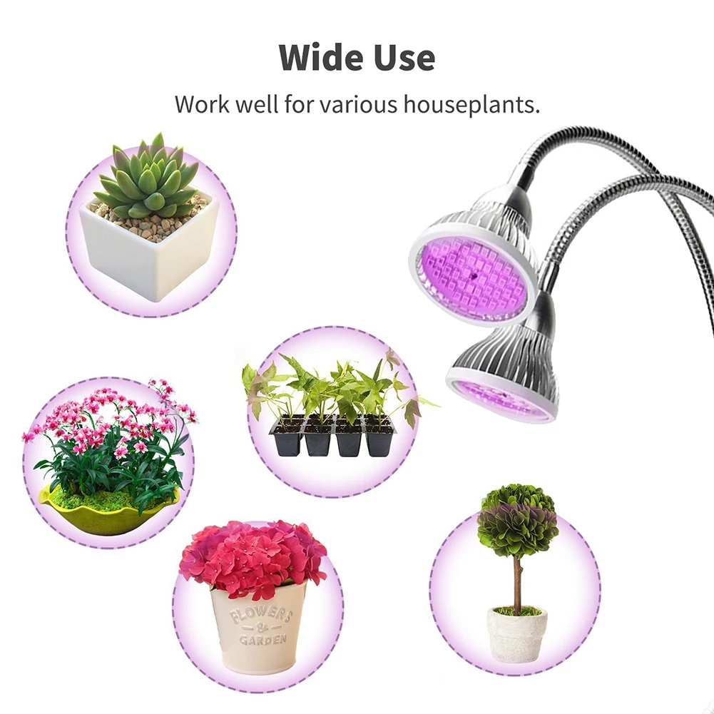 Светодиодный светильник с двумя головками 60 Вт для выращивания растений