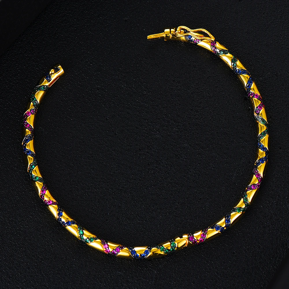 Индивидуальный изысканный разноцветный браслет с фианитами для женщин и мужчин