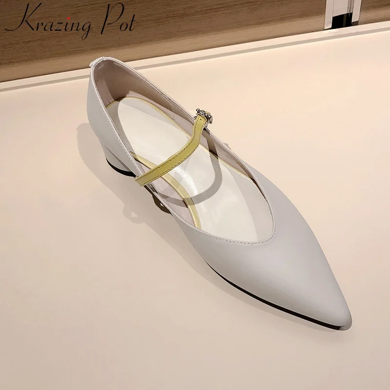 Krazing pot/2020 из коровьей кожи с острым носком на среднем каблуке удобные женские