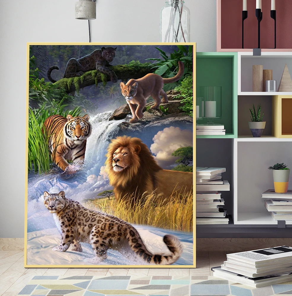 5D Diy Daimond картина Лев Алмазная мозаика Вышивка Тигр Полная работа краска с