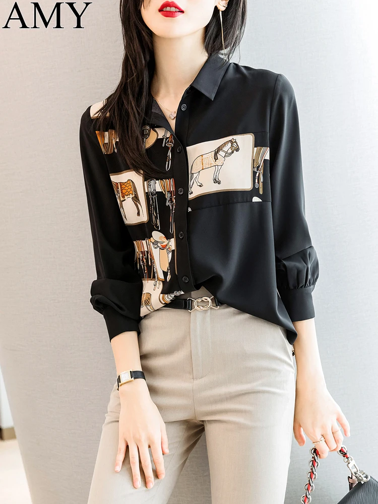 

Shirt women long sleeve women Blouse large loose Women's clothing mature 2021spring fashion top black thin blouses Chiffon shirt