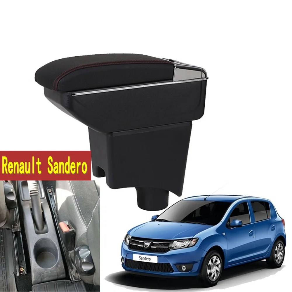 

Для Renault Dacia Sandero Logan 2013 - 2017 поворотный подлокотник коробка центральная консоль коробка для хранения пепельницы USB зарядка с авто